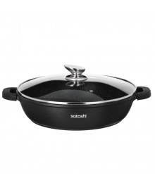 SATOSHI Лион Сотейник с крышкой 5,2л d32х8,2см, а/приг.покр.Мрамор, силик.протекторы ручек, индукц доставкой - Новосибирск, Новокузнецк, Горно-Алтайск. Низкие цены, большой ассортимент посуды оптом