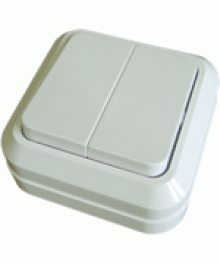 ОЛИМП  (О-0023) выкл. наруж.двухклав.,о/у,10А,220В,белый 56777оптом с доставкой по Дальнему Востоку. Большой каталог розеток оптом по низкой цене. Розетки оптом.