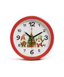 Часы будильник  B4-050 d=15см, корпус красный "Веселые гномы"