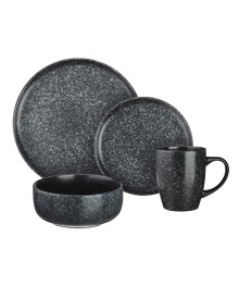 MILLIMI Набор стол.посуды 16пр(тар26см*4, тар20см*4, салатн14см*4, кружка340мл*4) керамика, черный