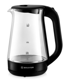 Чайник BRAYER 6112BR-BK. 2200 Вт, 1,7 л, стеклян.корп, автоотключ