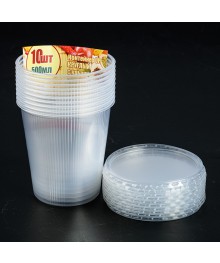 Контейнер  500мл круглый с крышкой набор 10шт (504924)Посуда одноразовая оптом. Одноразовая посуда оптом с доставкой по Дальнему Востоку со склада.