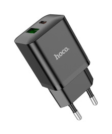 Блок пит USB сетевой HOCO N28 Founder PD20W+QC3.0 1хUSB-С, 1хUSB-A, 3А, черное (13/130)