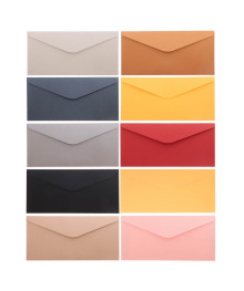 Конвертов набор 10 шт, микс цветов, 8х16,5см, бумага, арт.1