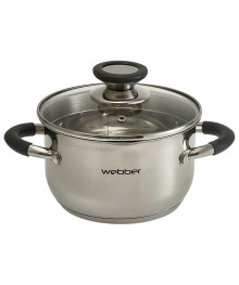 WEВBER Кастрюля BE-371/2  1,9 л из нерж стали со стеклянной крышкой (d=16) (8)