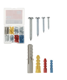 Набор металлических шурупов с дюбелями на 106шт ЕРМАК