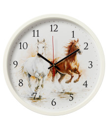 Часы настенные СН 3027 - 026 круг d=30см, корпус белый " Лошади" (10)