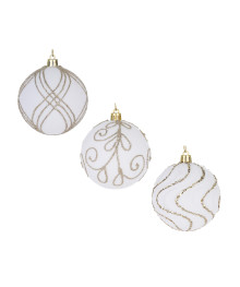 Шар СНОУ БУМ 8 см, флокированный, белый, 3 вида