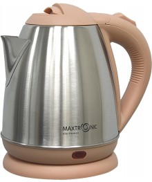 Чайник MAXTRONIC MAX-309 нерж + беж (1,8кВт, 1,8л, мет корпус, скрытый нагр элемент) 16/упсомольск-на-Амуре. Большой каталог металлических чайников Казбек, Василиса,  Delta, Galaxy, Irit, М