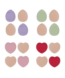 Спонжи набор для тональной основы 4 шт ЮНИLOOK, полиуретан, 4 цвета, 2 дизайна