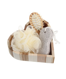 Набор подарочный LADECOR мочалка, расческа, пемза, 15*4*15 см, бамбук, полиэстер, пемза