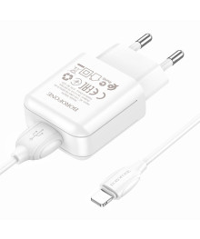 Блок пит USB сетевой BOROFONE BA64A, 1хUSB-А, 2.1А + кабель (AM-8 pin Lightning), 1 м, белыйUSB Блоки питания, зарядки оптом с доставкой по России.
