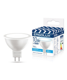 Эл. лампа светодиодная Ergolux LED-JCDR-10W-GU5.3-4K ( 10Вт GU5.3 4500K 180-240В)