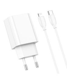 Блок пит USB сетевой BOROFONE BA65A, PD20W, 1хUSB-C, 3А + кабель (Type-C на 8pin (Lightning)), 1 м
