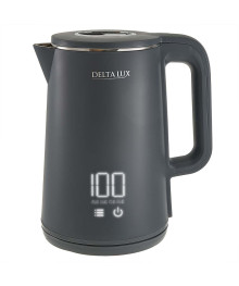 Чайник DELTA LUX DE-1023, ДВОЙНОЙ КОРПУС, LCD дисплей, 5 режимов, 1,8 л, 2000 Вт, серый (12)