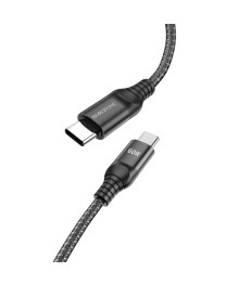 Кабель Type-С - Type-C Borofone BX56 Delightful 1 метр, 60W, 3A, нейлон, черный (360)