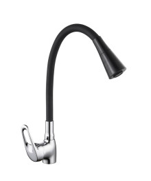 Смеситель RAIN для кухни Веста, гибкий  излив, картридж 35мм, латунь, черный/хром