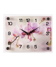 Часы настенные СН 2026 - 047 Орхидея на бежевом прямоуг (20х26) (10)