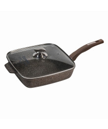 Мечта Сковорода-гриль квадр литая  24см АП Premium Mokko с крышкой и несъемн ручкой С25902 (10)