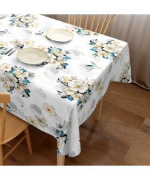 Клеенка GRACE STS5708-1 глянцевая ткань с пвх покрытием, Цветы с жемчугом, 340-360 г/м2  1,4х20м