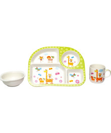 набор детской посуды ЗООПАРК, блюдо - менажница 27х21х3см, салатник 11см, кружка 230мл 192-47088Детская посуда оптом с доставкой по Росси. Купить детскую посуду оптом