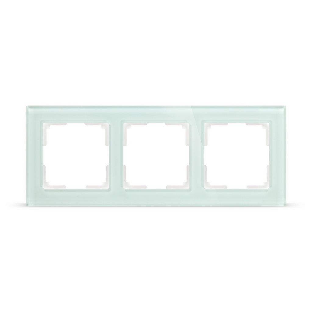 Нептун Рамка 3-местная стекло слон. кость (SBE-05i-Glass-FR-3)