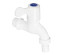 Кран водоразборный, 1/2" (15 мм), пластик, ручка-флаг, со штуцером, белый