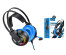 Наушники для ПК HOCO W105 Синие (гарнитура для ПК, 3.5 мм/USB)