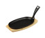SATOSHI Сковорода на подставке из бамбука чугун, овальная, со съемной ручкой, 24х13.5см, индукция